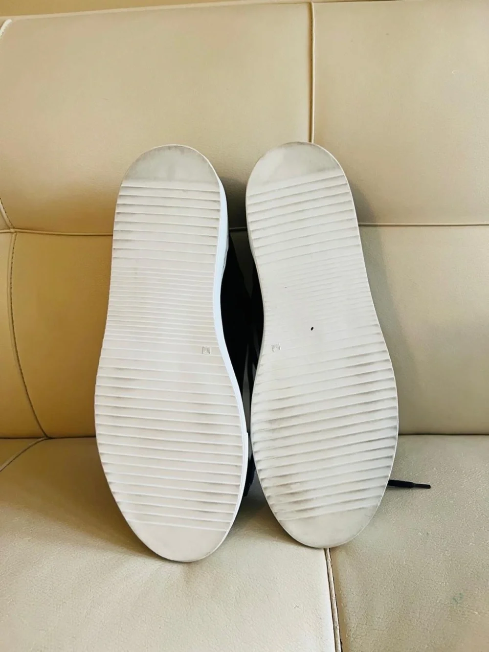 Black Leather Low-Top Sneakers with White Sole by
